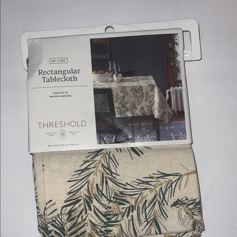 Threshold Rectangular Tablecloth - Cream and Olive Green